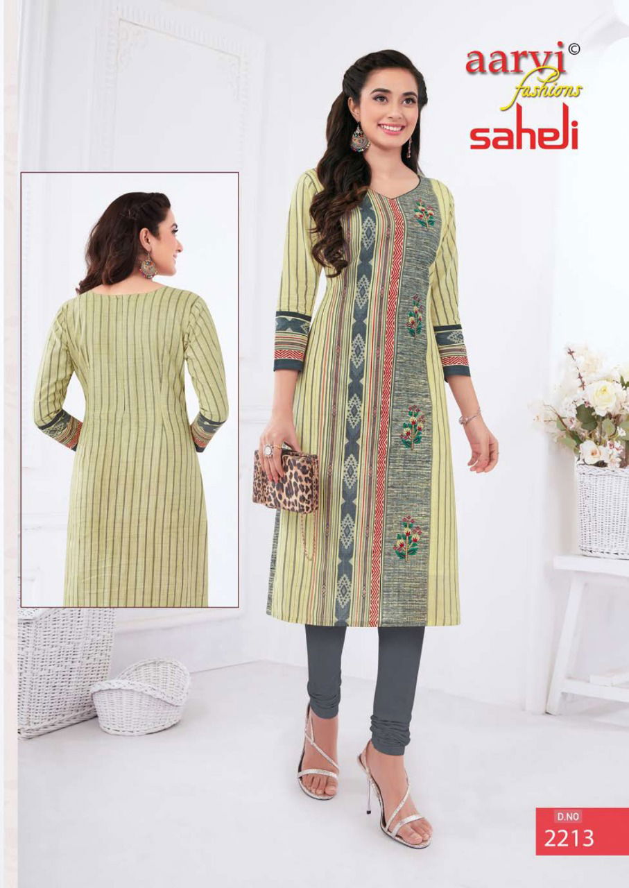 Aarvi Fashion Saheli 12 Casual Wear Cotton Printed Kurti Collection